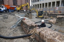 DomRömer-Quartier: Rückbau Schutzschicht Archäologischer Garten